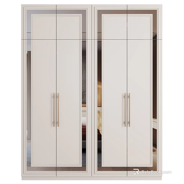 Modern White Dresser With Metal Handles And Multiple Storage Compartments 3d model 