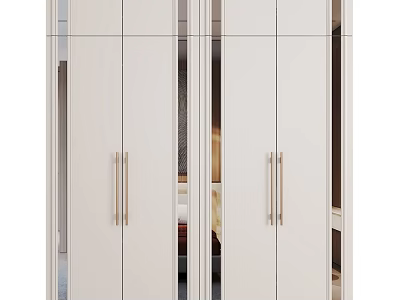 Modern White Dresser With Metal Handles And Multiple Storage Compartments 3d model