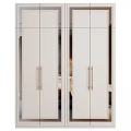 Modern White Dresser With Metal Handles And Multiple Storage Compartments