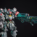 Futuristic Sci-Fi Mech Warrior With Multiple Mechanical Arms And Heavy Artillery 3d model