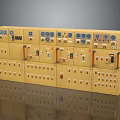 Yellow Industrial Style Storage Cabinet With Multiple Panels Switches And Meters