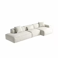 White Modular Sectional Sofa With Soft Cushions For Modern Living Room 3d model