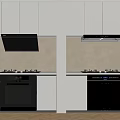 Modern Kitchen With White Cabinets Black Range Hoods Ovens And Appliances