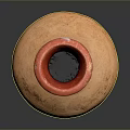 Traditional Hand Carved Clay Sculpture With Red Rim Earthy Yellow Body And Intricate Black Patterns
