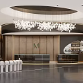 Elegant Luxury Modern Reception Area Design With Chandelier Desk Plants And Comfortable Seating