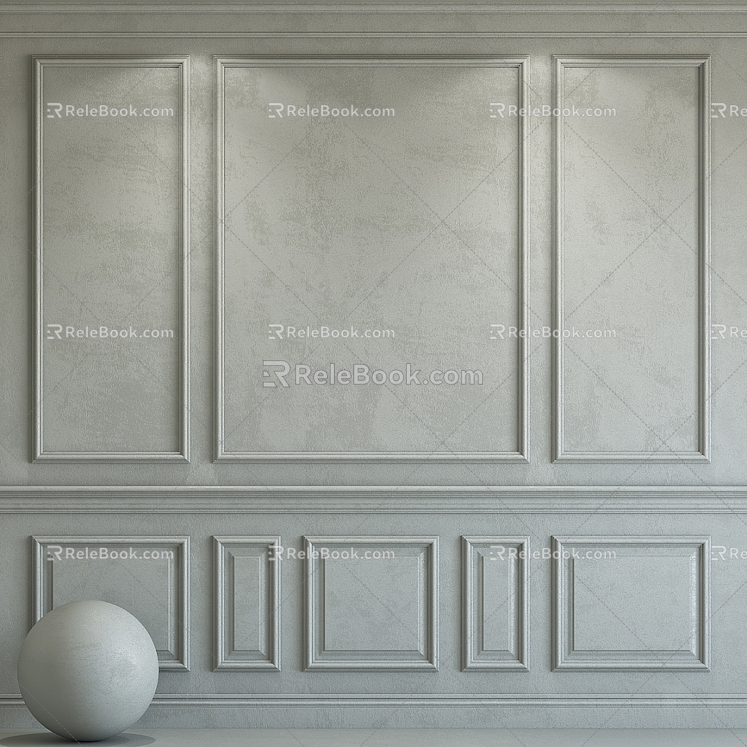 French plaster line plaster line wall panel 3d model