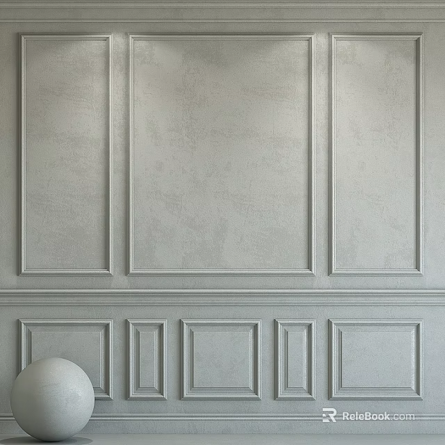 Elegant Gypsum Molding Decorative Wall Design With Paneled Patterns And Smooth Surface Finish 3d model 