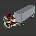 Red and White Semi Truck with Sleek Cab and White Container Trailer on Reflective Surface