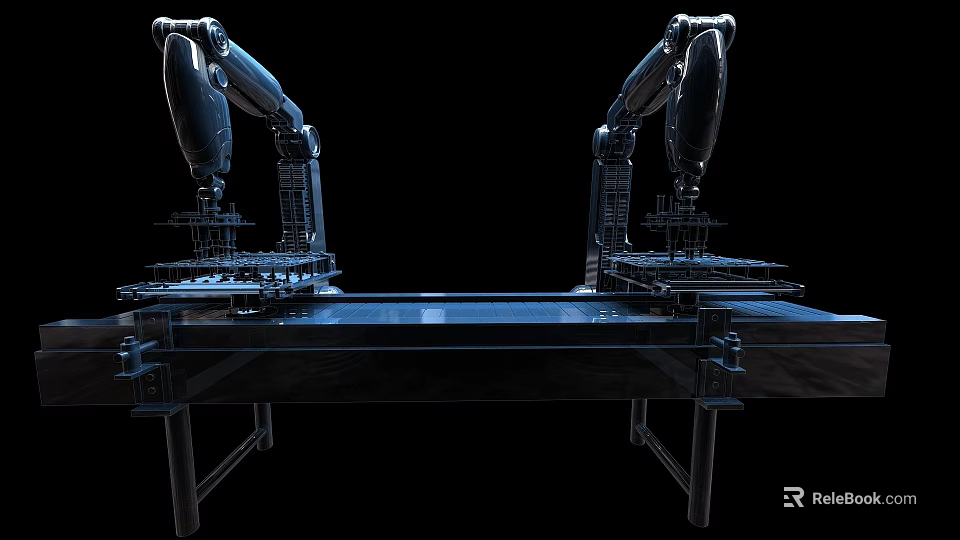 Smart Robotic Machines With Dual Arms For Precision Automated Manufacturing Workbench 3d model 