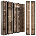 Sleek Modern Wine Cabinet With Glass Doors Showcasing Wine Glasses And Bottles