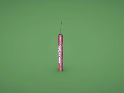 Single Red Cylindrical Stick With White Text On Green Background 3d model