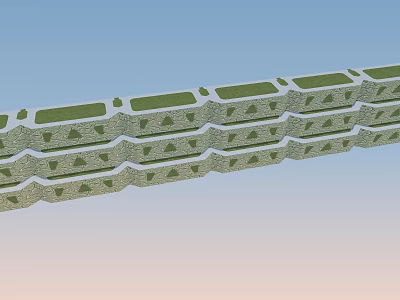 Terraced Landscape Structure With Multiple Layers Green Grass And Gray Stone Frames 3d model