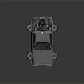 Black Futuristic Floating Car with Gull Wing Doors Rear Fins and Glowing Lights
