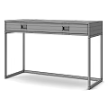Modern White Desk With Two Drawers Gold Handles And Gold Metal Frame