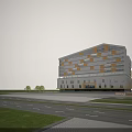 Modern School Building Exterior Design With Geometric Architecture Glass Curtain Walls And Green Trees