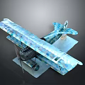 Space Themed Biplane Model With Camouflage Pattern And Cross Symbol On Platform