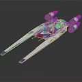 Interstellar Starfighter Spaceship With Twin Engines And Sleek Blue White Design