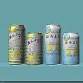 Refreshing Asahi Japanese Lemon Flavor Beverage Cans On Light Blue Surface