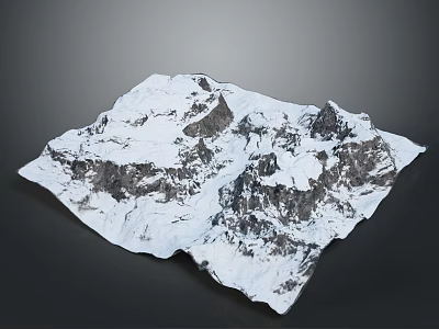 Snow Covered Mountain Range Model With Rocky Peaks And White Snow 3d model