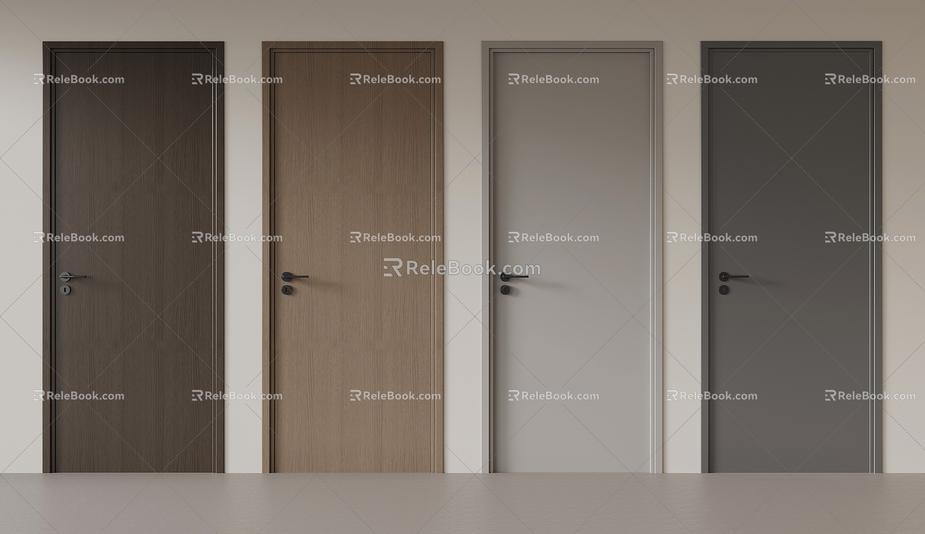 Modern single door interior door 3d model