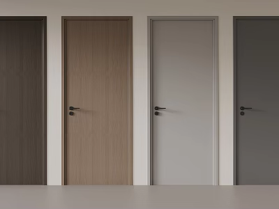 Modern Minimalist Hinged Doors Featuring Various Wooden Textures And Colors For Interior Use 3d model