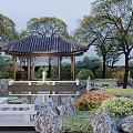 Chinese Pavilion Classical Landscape Garden Pavilion Folding Bridge 3d model
