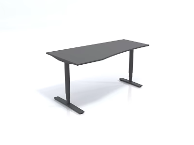 Modern Black Conference Table With Sleek Surface And Sturdy Metal Legs 3d model