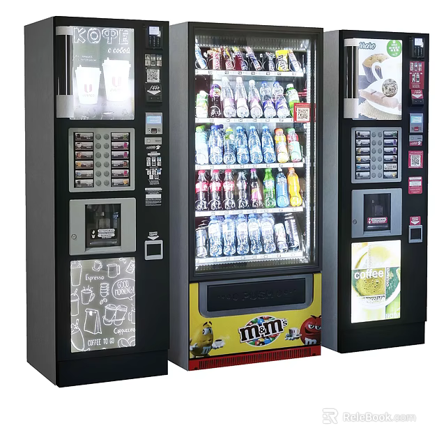 Modern Commercial Vending Machines Offering Assorted Drinks And Snack Options 3d model 