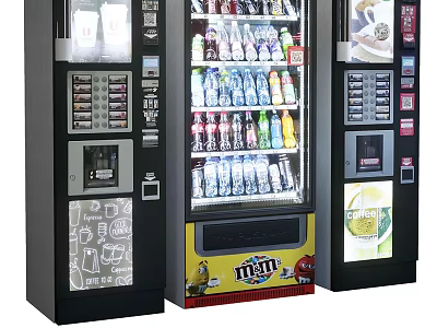 Modern Commercial Vending Machines Offering Assorted Drinks And Snack Options 3d model