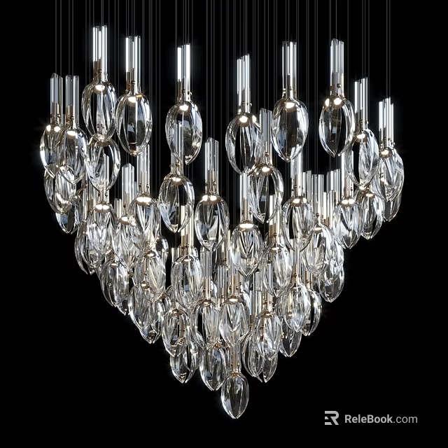 Luxury Crystal Chandelier With Multiple Transparent Pendants For Interior Decoration 3d model 