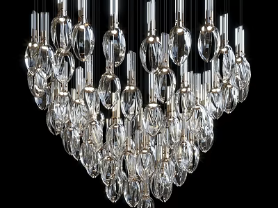 Luxury Crystal Chandelier With Multiple Transparent Pendants For Interior Decoration 3d model