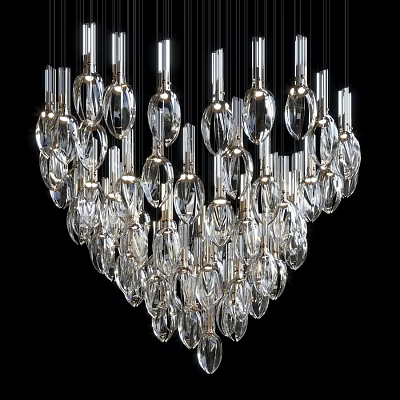 Luxury Crystal Chandelier With Multiple Transparent Pendants For Interior Decoration 3d model