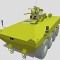 Green Six Wheeled Armored Functional Vehicle With Turret Antenna And Circular Devices