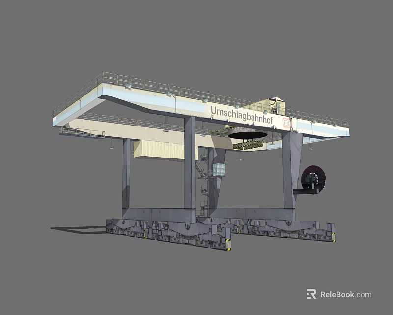 Heavy Duty Industrial Equipment With Bridge Structure Support Columns And Mechanical Components 3d model 
