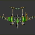 Green And Yellow Twin Engine Model Airplane With Streamlined Design And Detailed Wings