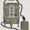 Military Communication Device With SPKR Active kHz Frequency Distance Display And Caution Labels