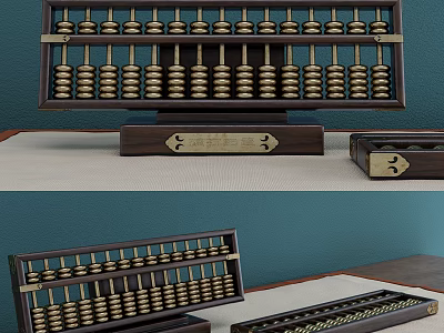 Traditional Wooden Abacus Display With Classical Frame And Vintage Beads Design 3d model
