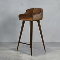 Modern Bar Stools With Wooden And Black Designs Different Backrest And Leg Structures 3d model