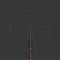 Detailed Mast And Sail Structure 3D Model With Rigging Lines And Crossbeam