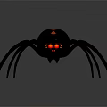 Black Spider With Red Glowing Eyes And Spherical Body Red Patterns Long Thin Legs