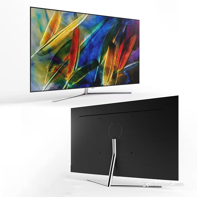 Flat Screen TV Showcasing Colorful Art And Elegant Back Design 3d model 