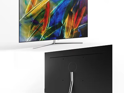 Flat Screen TV Showcasing Colorful Art And Elegant Back Design 3d model