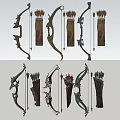 Traditional Bows and Quivers with Arrow Sets in Various Designs