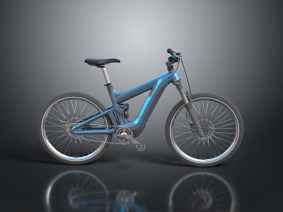 Modern Blue Mountain Bicycle With Black Seat And Reflective Shiny Surface 3d model