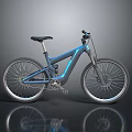 Modern Blue Mountain Bicycle With Black Seat And Reflective Shiny Surface