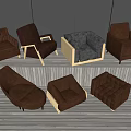 Single Sofa in Various Brown Designs With Modern Styles Displayed on Wooden Floor