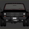 Classic Blue And Black Pickup Truck With Open Bed And Vintage Design