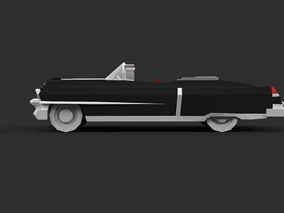 Black Classic Convertible Car With White Wheels And Open Top Design 3d model