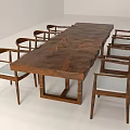 Natural Solid Wood Tea Table With Curved Backrest Chairs And Light Seats