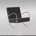 Modern Black Single Chair with Sleek Metal Frame and Curved Design